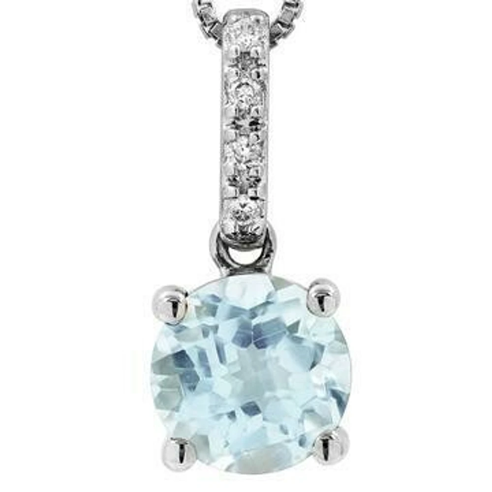 Aquamarine Pendant with Diamond Bail 14KT Gold