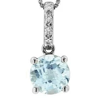 Aquamarine Pendant with Diamond Bail 14KT Gold