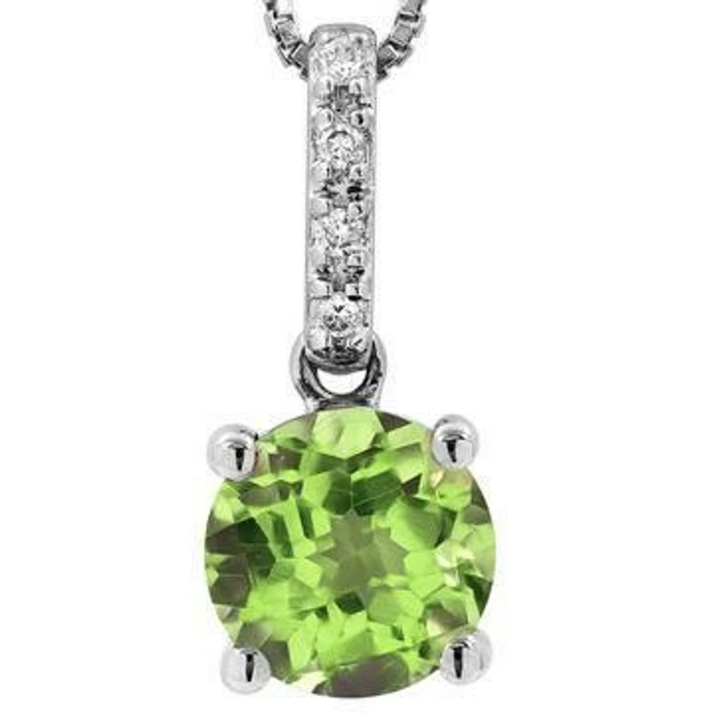 Peridot Pendant with Diamond Bail 14KT Gold