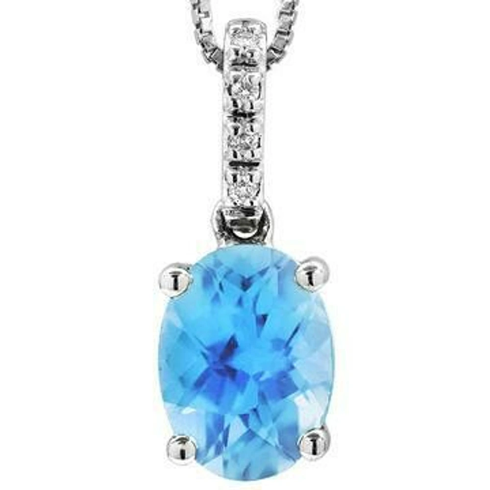 Oval Topaz Pendant with Diamond Bail 14KT Gold