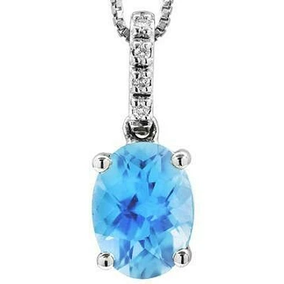 Oval Topaz Pendant with Diamond Bail 14KT Gold