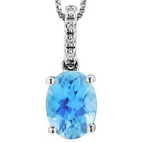 Oval Topaz Pendant with Diamond Bail 14KT Gold