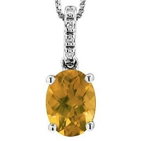 Oval Citrine Pendant with Diamond Bail 14KT Gold