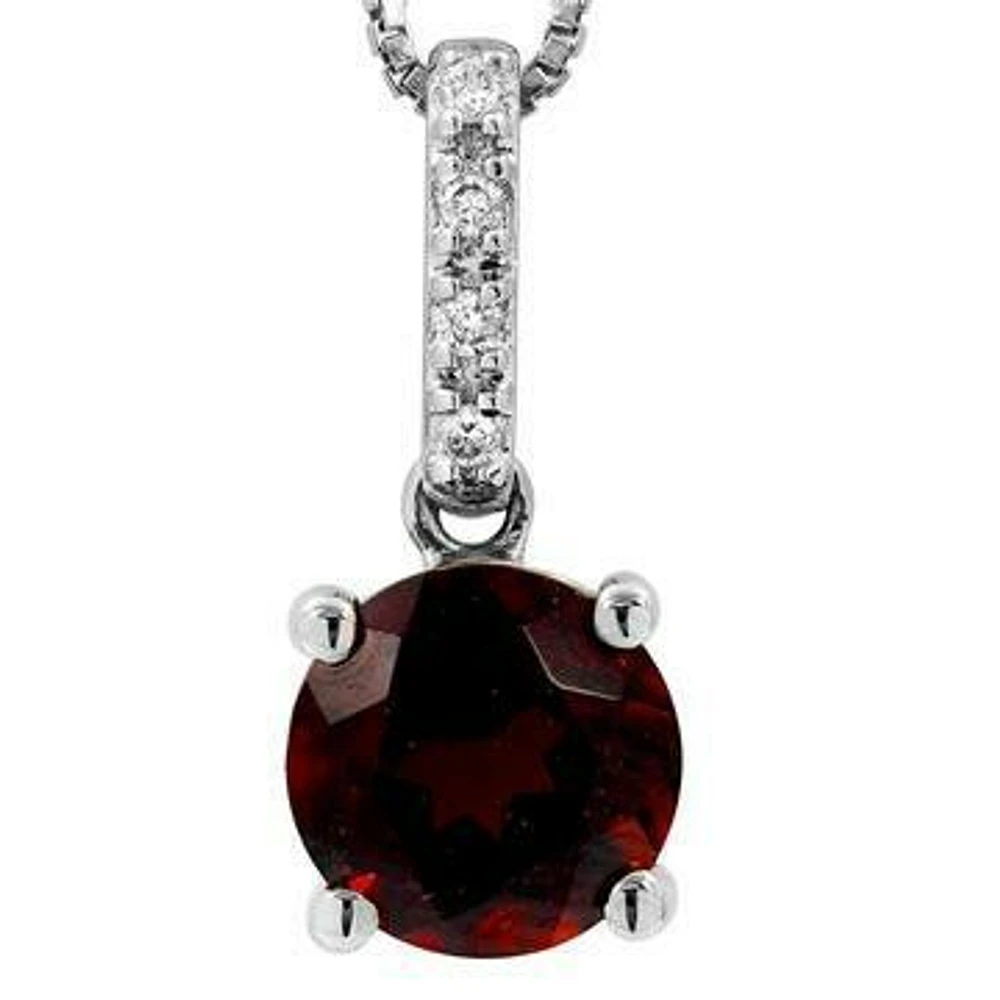 Garnet Pendant with Diamond Bail 14KT Gold