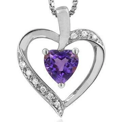 Heart Amethyst Pendant with Diamond Accent 14KT Gold