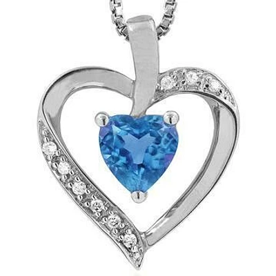 Heart Topaz Pendant with Diamond Accent 14KT Gold