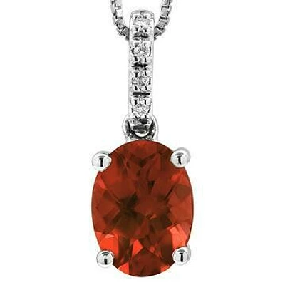 Oval Garnet Pendant with Diamond Bail 14KT Gold