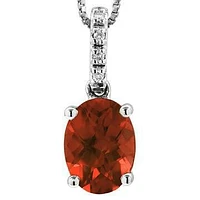 Oval Garnet Pendant with Diamond Bail 14KT Gold