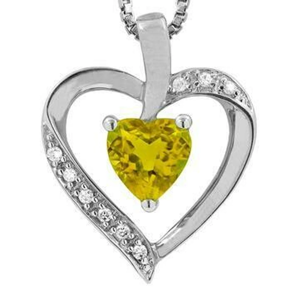 Heart Citrine Pendant with Diamond Accent 14KT Gold