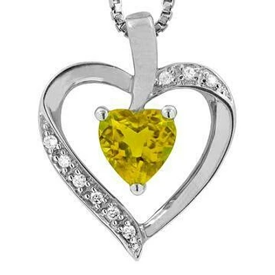 Heart Citrine Pendant with Diamond Accent 14KT Gold