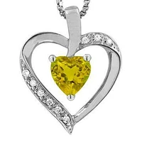 Heart Citrine Pendant with Diamond Accent 14KT Gold