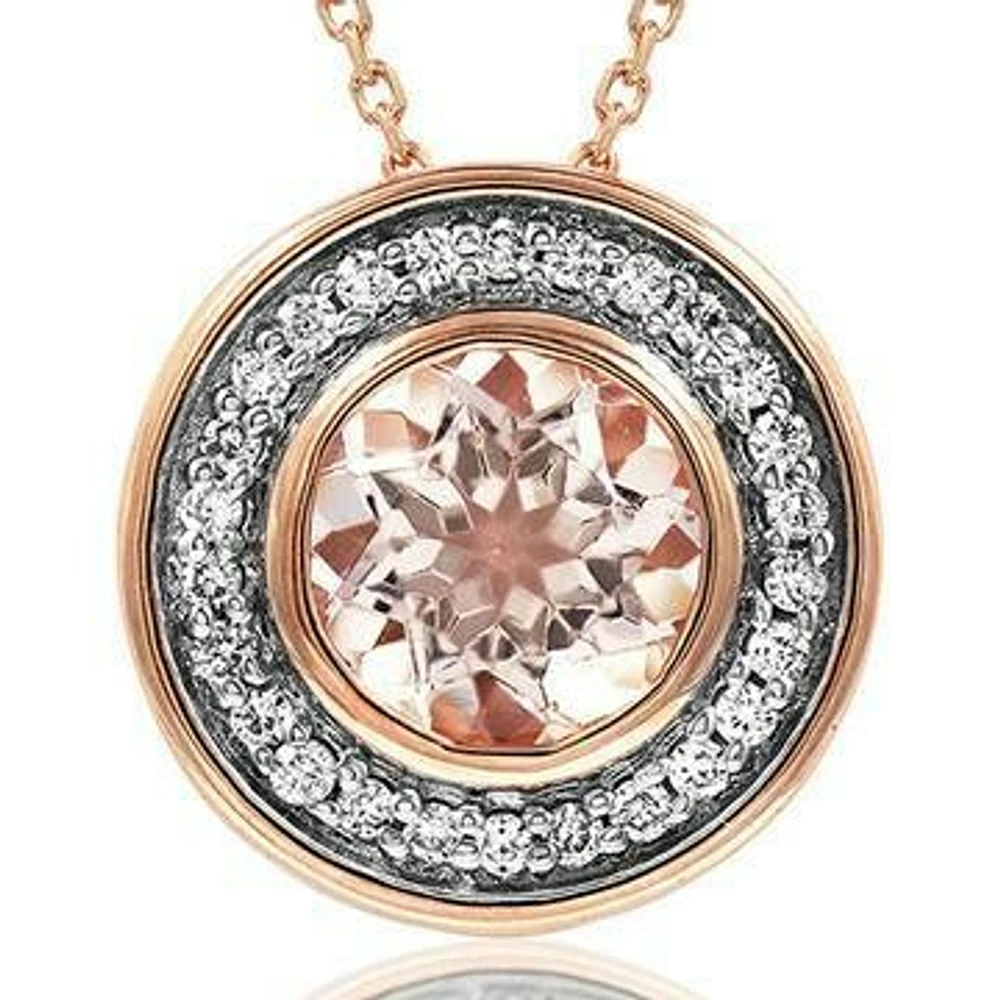 Morganite Pendant with Diamond Frame 14KT Rose Gold