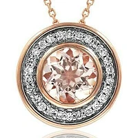 Morganite Pendant with Diamond Frame 14KT Rose Gold