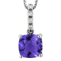 Cushion Amethyst Pendant with Diamond Bail 14KT Gold