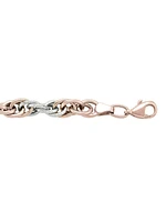 Pink And White Gold Fancy Hollow Bracelet 14KT