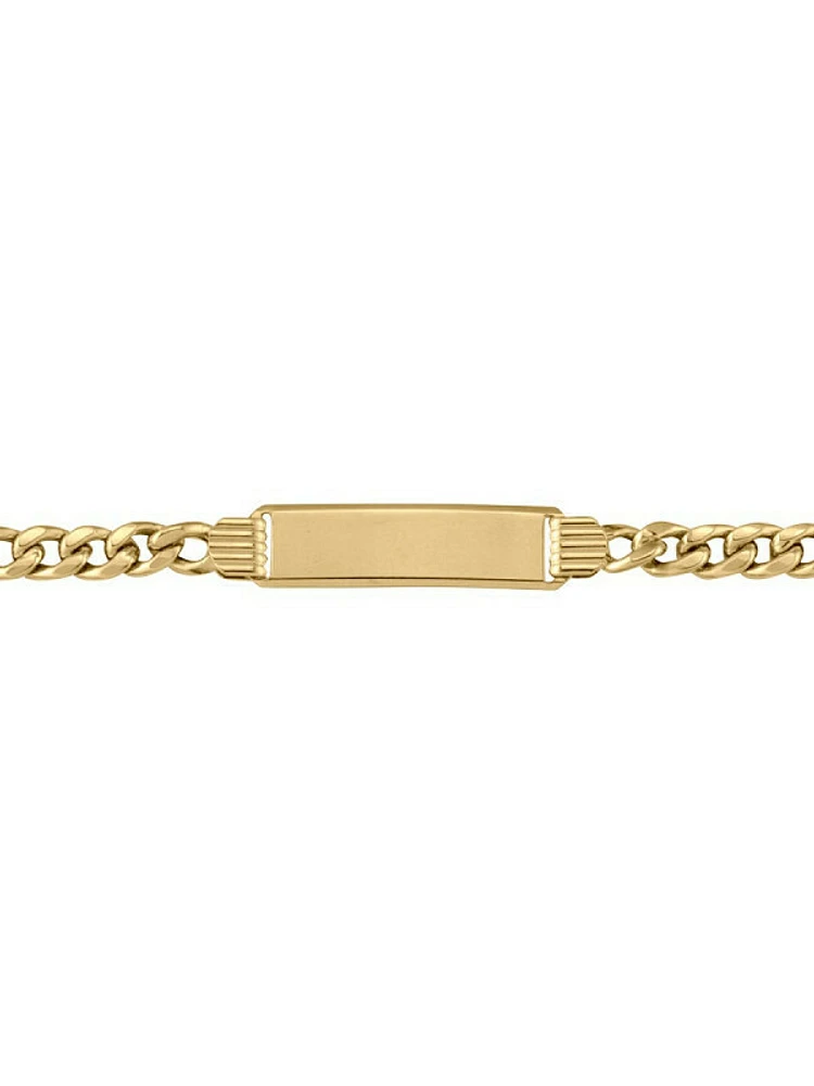 Yellow Gold Hollow Curb Id Bracelet 10KT