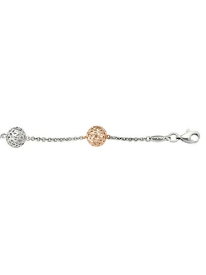 Pink And White Gold Fancy Ball Link 10KT