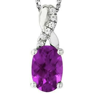 Oval Amethyst Infinity Pendant with Diamond Accent 14KT Gold