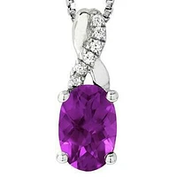 Oval Amethyst Infinity Pendant with Diamond Accent 14KT Gold