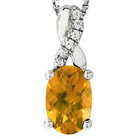 Oval Citrine Infinity Pendant with Diamond Accent 14KT Gold