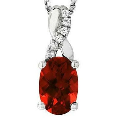 Oval Garnet Infinity Pendant with Diamond Accent 14KT Gold