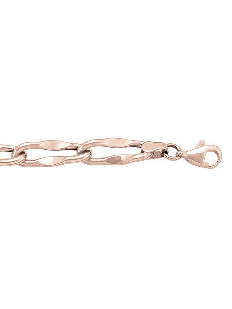 Pink Gold Fancy Hollow Link Bracelet 14KT