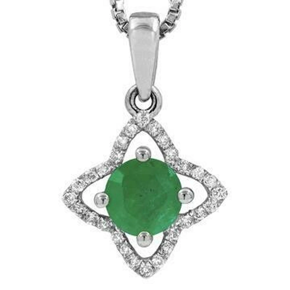 Cross Emerald Pendant with Diamond Frame 14KT Gold