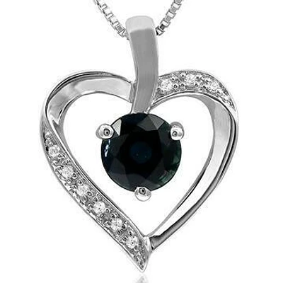 Sapphire Heart Pendant with Diamond Accent 14KT Gold