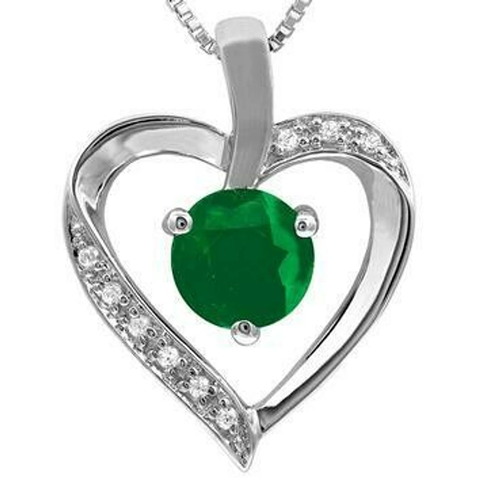 Emerald Heart Pendant with Diamond Accent 14KT Gold