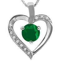 Emerald Heart Pendant with Diamond Accent 14KT Gold