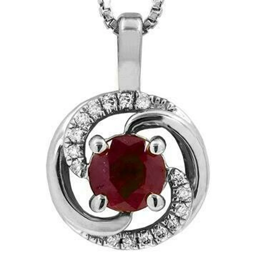 Ruby Spiral Pendant with Diamond Accent 14KT Gold