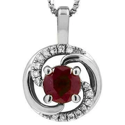 Ruby Spiral Pendant with Diamond Accent 14KT Gold