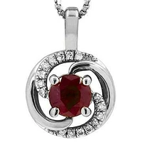 Ruby Spiral Pendant with Diamond Accent 14KT Gold