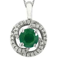 Emerald Spiral Pendant with Diamond Frame 14KT Gold