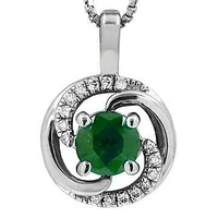 Emerald Spiral Pendant with Diamond Accent 14KT Gold