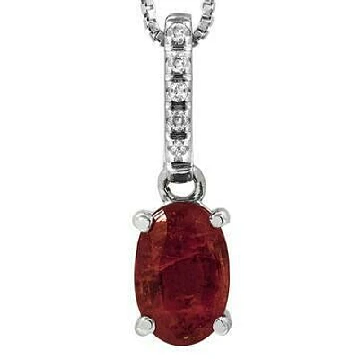 Oval Ruby Pendant with Diamond Bail 14KT Gold