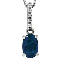 Oval Blue Sapphire Pendant with Diamond Bail 14KT Gold