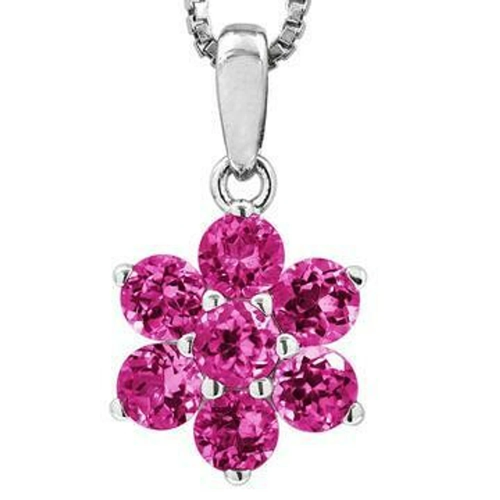 Floral Pink Topaz Pendant 14KT Gold