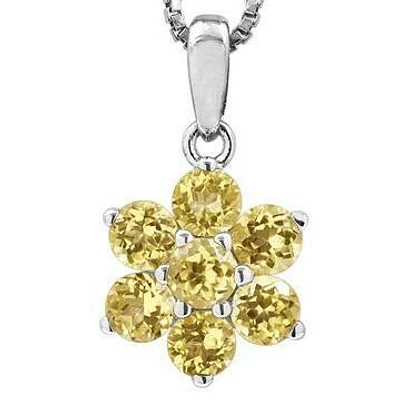 Floral Citrine Pendant 14KT Gold