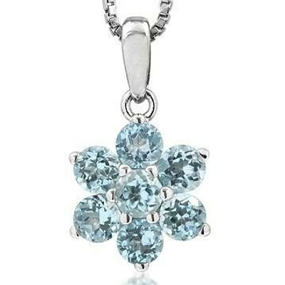 Floral Blue Topaz Pendant 14KT Gold