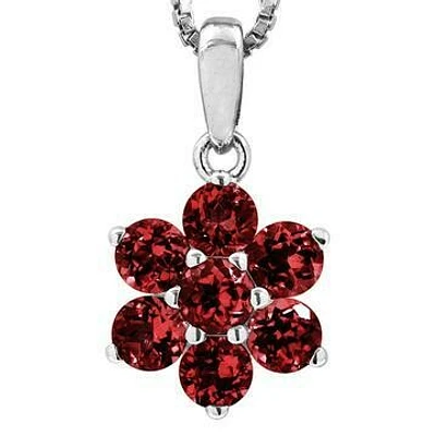 Floral Garnet Pendant 14KT Gold