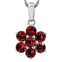 Floral Garnet Pendant 14KT Gold