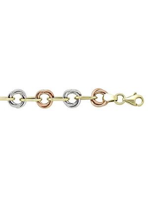 Tri Colour Love Knot Fancy Hollow Link Bracelet 10KT