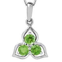 Three-Stone Peridot Pendant with Single Diamond 14KT Gold