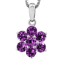 Floral Amethyst Pendant 14KT Gold