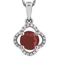 Clover Ruby Pendant with Diamond Frame 14KT Gold