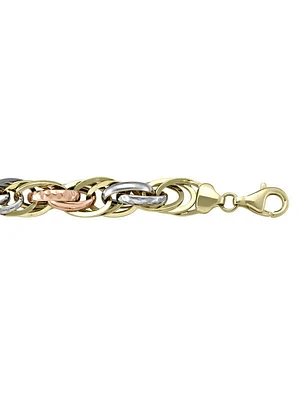 Tri Colour Hollow Fancy Link Bracelet 10KT