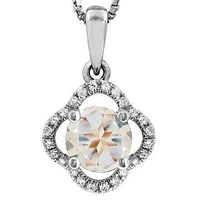 Clover Morganite Pendant with Diamond Frame 14KT Gold