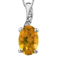 Oval Citrine Pendant with Diamond Accent 14KT Gold