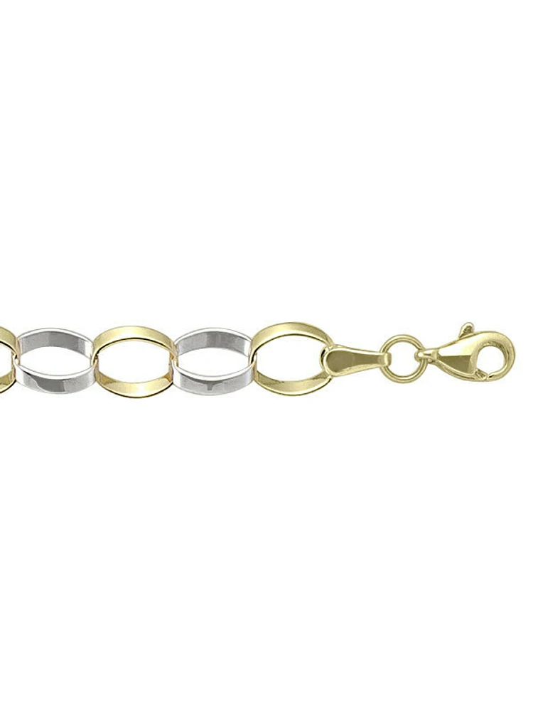 Yellow & Gold Two Tone Fancy Hollow Link Bracelet 10KT